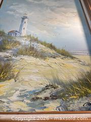 MaxSold Auction: Signed Oil Painting Seascape with Lighthouse in Gilded Wood Frame - San Jose (California, USA) SELLER MANAGED Downsizing Online Auction -  Topaz Avenue (STORAGE)