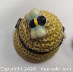 MaxSold Auction: 2 Vintage Trinket Pill Boxes Porcelain rose + Beehive Box + Cloisone Heart - Toronto (Ontario, Canada) PARTNER MANAGED Reseller Online Auction - Railside Road