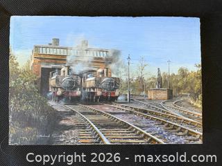 MaxSold Auction: British Artist Signed Michael Smart Steam Engine Railway Oil Painting On Wood Block - Toronto (Ontario, Canada) PARTNER MANAGED Reseller Online Auction - Railside Road