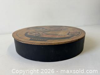 MaxSold Auction: Circular Indigenous Haida Decorated Box Signed Clarence Wells - Toronto (Ontario, Canada) PARTNER MANAGED Reseller Online Auction - Railside Road