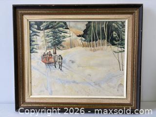 MaxSold Auction: Framed Winterscape Sleighride Watercolour Painting Artist Signed - Toronto (Ontario, Canada) PARTNER MANAGED Reseller Online Auction - Railside Road