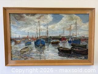 MaxSold Auction: H W Britcher, 'Folkestone Outer Harbour' Nautical Oil Painting On Board Signed And Dated 1978 - Toronto (Ontario, Canada) PARTNER MANAGED Reseller Online Auction - Railside Road