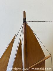 MaxSold Auction: Handsome 2 Feet Tall MCM Era Aged Pine Wood Carved Sailing Sloop Ship Boat Sculpture  - Toronto (Ontario, Canada) PARTNER MANAGED Reseller Online Auction - Railside Road