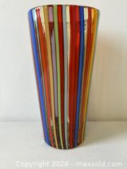 MaxSold Auction: Large 10" Striped Murano Italian Art Glass Vase Signed Cenedese - Toronto (Ontario, Canada) PARTNER MANAGED Reseller Online Auction - Railside Road