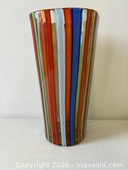 MaxSold Auction: Large 10" Striped Murano Italian Art Glass Vase Signed Cenedese - Toronto (Ontario, Canada) PARTNER MANAGED Reseller Online Auction - Railside Road