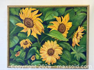 MaxSold Auction: Large Vibrant Sunflower Patch Oil Painting On Canvas Artist Signed - Toronto (Ontario, Canada) PARTNER MANAGED Reseller Online Auction - Railside Road