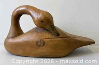 MaxSold Auction: Large Vintage Carved Wood Folk Art Duck Decoy Artist Signed CL 1985 - Toronto (Ontario, Canada) PARTNER MANAGED Reseller Online Auction - Railside Road