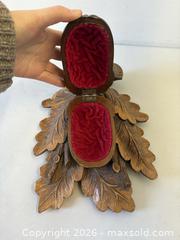 MaxSold Auction: Most Unusual Velvet Lined Intricately Carved Wood Oak Leaves Figural Acorn Jewelry Box - Toronto (Ontario, Canada) PARTNER MANAGED Reseller Online Auction - Railside Road