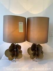 MaxSold Auction: Pair Stunning Hollywood Regency Style Bronzed Metal Discs Lucite "Garvey" Table Lamps - Toronto (Ontario, Canada) PARTNER MANAGED Reseller Online Auction - Railside Road