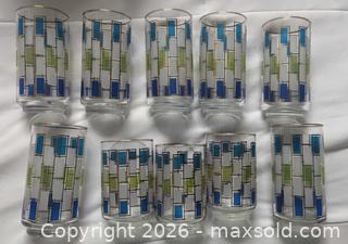 MaxSold Auction: Set 10 Vintage Libbey "Nordic" Pattern Mid-Century Modern Decorated Tumbler Juice Glasses - Toronto (Ontario, Canada) PARTNER MANAGED Reseller Online Auction - Railside Road