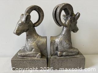 MaxSold Auction: Solid Pair Silvered Metal Figural Ram's Head Bookends - Toronto (Ontario, Canada) PARTNER MANAGED Reseller Online Auction - Railside Road