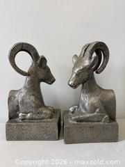 MaxSold Auction: Solid Pair Silvered Metal Figural Ram's Head Bookends - Toronto (Ontario, Canada) PARTNER MANAGED Reseller Online Auction - Railside Road