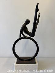 MaxSold Auction: "The Acrobat" Large Patinated Cast-Iron Male Nude Gymnast Sculpture On Marble Base - Toronto (Ontario, Canada) PARTNER MANAGED Reseller Online Auction - Railside Road