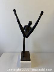 MaxSold Auction: "The Acrobat" Large Patinated Cast-Iron Male Nude Gymnast Sculpture On Marble Base - Toronto (Ontario, Canada) PARTNER MANAGED Reseller Online Auction - Railside Road
