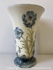 MaxSold Auction: Unsigned Tube-Lined Blue Poppies Moorcroft McIntyre Florian Ware Style Circular Footed Vase - Toronto (Ontario, Canada) PARTNER MANAGED Reseller Online Auction - Railside Road