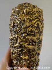 MaxSold Auction: Unusual Satanic Themed Tall Gilt Finished Ceramic Vase Signed Luba 1971 - Toronto (Ontario, Canada) PARTNER MANAGED Reseller Online Auction - Railside Road