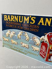 MaxSold Auction: Vintage Barnums Animals Porcelain Enameled Steel Nabisco Advertising Sign Signed Ande Rooney - Toronto (Ontario, Canada) PARTNER MANAGED Reseller Online Auction - Railside Road