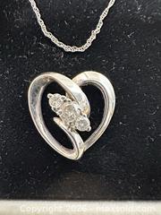 MaxSold Auction: Zales 14K White Gold Diamond Heart Pendant Necklace - San Jose (California, USA) SELLER MANAGED Estate Sale Online Auction -  E Humboldt