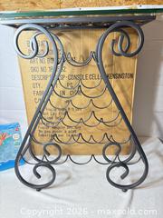 MaxSold Auction: Matte Black Metal Wine Rack Console Table with Glass Top - Sunnyvale (California, USA) SELLER MANAGED Reseller Online Auction - Reseda Drive