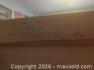 MaxSold Auction: Large Heather Grindley painting "Earth and Sky #2" 1982 - Brampton (Ontario, Canada) SELLER MANAGED Downsizing Online Auction - Lakecrest Trail