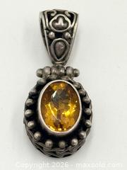 MaxSold Auction: 925 Sterling Silver Citrine Pendant 14.23g 1.5” - Esquimalt (British Columbia, Canada) PARTNER MANAGED Reseller Online Auction -  Lampson Street