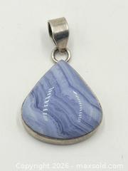 MaxSold Auction: 925 Sterling Silver Natural Blue Lace Agate Teardrop Pendant  - Esquimalt (British Columbia, Canada) PARTNER MANAGED Reseller Online Auction -  Lampson Street