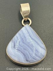 MaxSold Auction: 925 Sterling Silver Natural Blue Lace Agate Teardrop Pendant  - Esquimalt (British Columbia, Canada) PARTNER MANAGED Reseller Online Auction -  Lampson Street