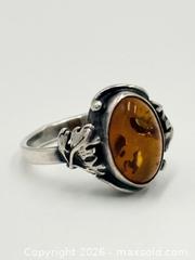 MaxSold Auction: Amber 925 Sterling Silver Ring 3.4g Size 5 - Esquimalt (British Columbia, Canada) PARTNER MANAGED Reseller Online Auction -  Lampson Street