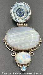 MaxSold Auction: Sterling Silver Agate Moonstone Shell and Topaz Pendant 22g 2.5” - Esquimalt (British Columbia, Canada) PARTNER MANAGED Reseller Online Auction -  Lampson Street