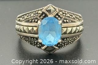 MaxSold Auction: Sterling Silver Topaz and Marcasite Ring 6.6g Size 8  - Esquimalt (British Columbia, Canada) PARTNER MANAGED Reseller Online Auction -  Lampson Street