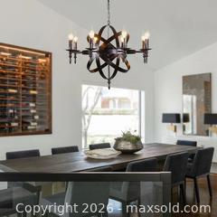 MaxSold Auction: 6 Lights Black Wrought Iron Spherical Chandelier Pendant (New in the original sealed packaging) - Toronto (Ontario, Canada) SELLER MANAGED Reseller Online Auction - Magnetic Drive