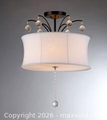 MaxSold Auction: Lumière Belle -5-Light White Shade Bronze Crystal Chandelier (New in the original sealed packaging) - Toronto (Ontario, Canada) SELLER MANAGED Reseller Online Auction - Magnetic Drive