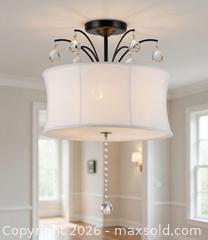 MaxSold Auction: Lumière Belle -5-Light White Shade Bronze Crystal Chandelier (New in the original sealed packaging) - Toronto (Ontario, Canada) SELLER MANAGED Reseller Online Auction - Magnetic Drive