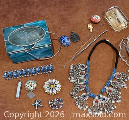 MaxSold Auction: Jewelry including Scarabs and Afghan Necklace.  - Douglas (Massachusetts, USA) PARTNER MANAGED Estate Sale Online Auction - Southwest Main Street