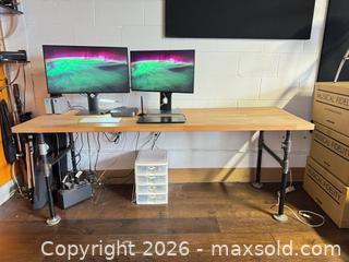 MaxSold Auction: Industrial Butcher Block Desk with Black Pipe Frame - Toronto (Ontario, Canada) SELLER MANAGED Moving Online Auction - Saint Clair Avenue West