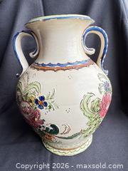 MaxSold Auction: Vintage Hand-Painted Majolica-Style Ceramic Vase with Two Handles - Toronto (Ontario, Canada) SELLER MANAGED Moving Online Auction - Saint Clair Avenue West