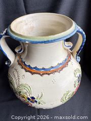 MaxSold Auction: Vintage Hand-Painted Majolica-Style Ceramic Vase with Two Handles - Toronto (Ontario, Canada) SELLER MANAGED Moving Online Auction - Saint Clair Avenue West
