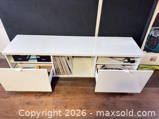 MaxSold Auction: White 63 in TV Stand / Media Console with Drawers & Shelves - Toronto (Ontario, Canada) SELLER MANAGED Moving Online Auction - Saint Clair Avenue West