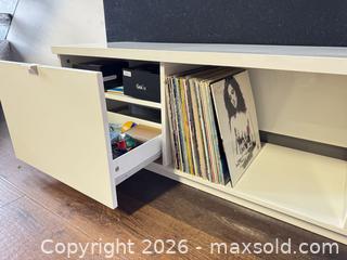 MaxSold Auction: White 63 in TV Stand / Media Console with Drawers & Shelves - Toronto (Ontario, Canada) SELLER MANAGED Moving Online Auction - Saint Clair Avenue West