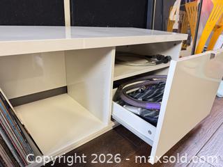 MaxSold Auction: White 63 in TV Stand / Media Console with Drawers & Shelves - Toronto (Ontario, Canada) SELLER MANAGED Moving Online Auction - Saint Clair Avenue West