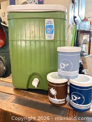 MaxSold Auction: Amoco beverage cooler with spigot and 3 gott can coolers - Wheatland (New York, USA) SELLER MANAGED Reseller Online Auction - State Street