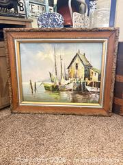 MaxSold Auction: Framed Oil on Canvas Seascape with Boats, Signed "BERNAN" - Wheatland (New York, USA) SELLER MANAGED Reseller Online Auction - State Street