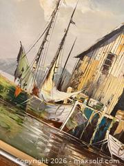 MaxSold Auction: Framed Oil on Canvas Seascape with Boats, Signed "BERNAN" - Wheatland (New York, USA) SELLER MANAGED Reseller Online Auction - State Street