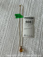 MaxSold Auction: 14K Gold Necklace with Oval Citrine Pendant A - Niagara Falls (Ontario, Canada) Moving Online Auction - January Drive