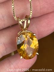 MaxSold Auction: 14K Gold Necklace with Oval Citrine Pendant A - Niagara Falls (Ontario, Canada) Moving Online Auction - January Drive