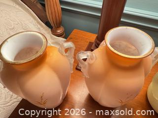 MaxSold Auction: Circa 1890 English Satin Glass Hand-Painted Floral Vases and Pitcher B - Niagara Falls (Ontario, Canada) Moving Online Auction - January Drive