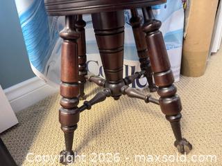 MaxSold Auction: Mahogany Victorian Antique Wood Piano Stool with Adjustable Seat B - Niagara Falls (Ontario, Canada) Moving Online Auction - January Drive