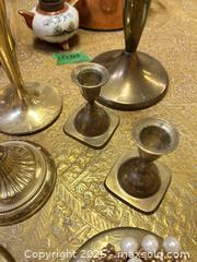 MaxSold Auction: Metal/Brass Decorative Lot: Candlesticks, Candelabra, Pitcher, Oil Lamp B - Niagara Falls (Ontario, Canada) Moving Online Auction - January Drive