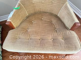 MaxSold Auction: Mid-Century Modern Upholstered Accent Chair with Wood Frame - Niagara Falls (Ontario, Canada) Moving Online Auction - January Drive