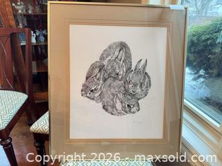 MaxSold Auction: Original Ink on Paper Drawing of Rabbits/Hares, Signed A - Niagara Falls (Ontario, Canada) Moving Online Auction - January Drive